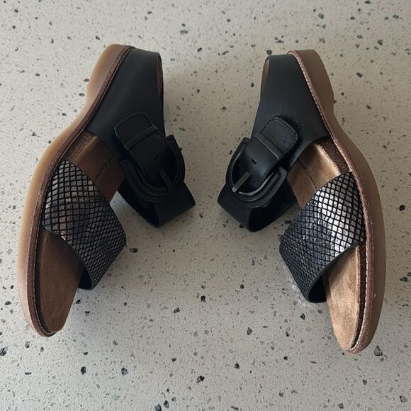 Sofft Braye Women’s Size 6 Black Leather Comfort Sandals Slip On Low Wedge Slide - Picture 5 of 12